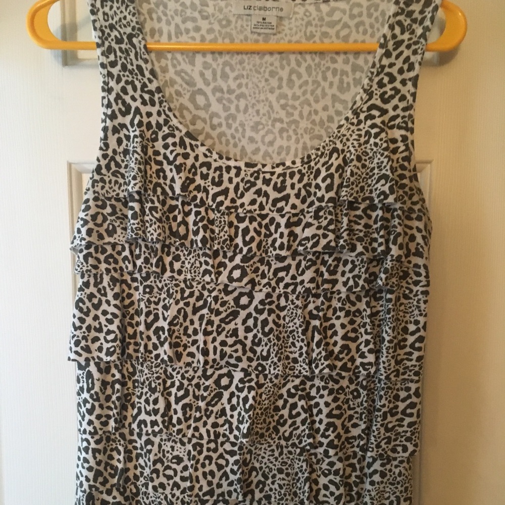 Leopard print ruffle tank m